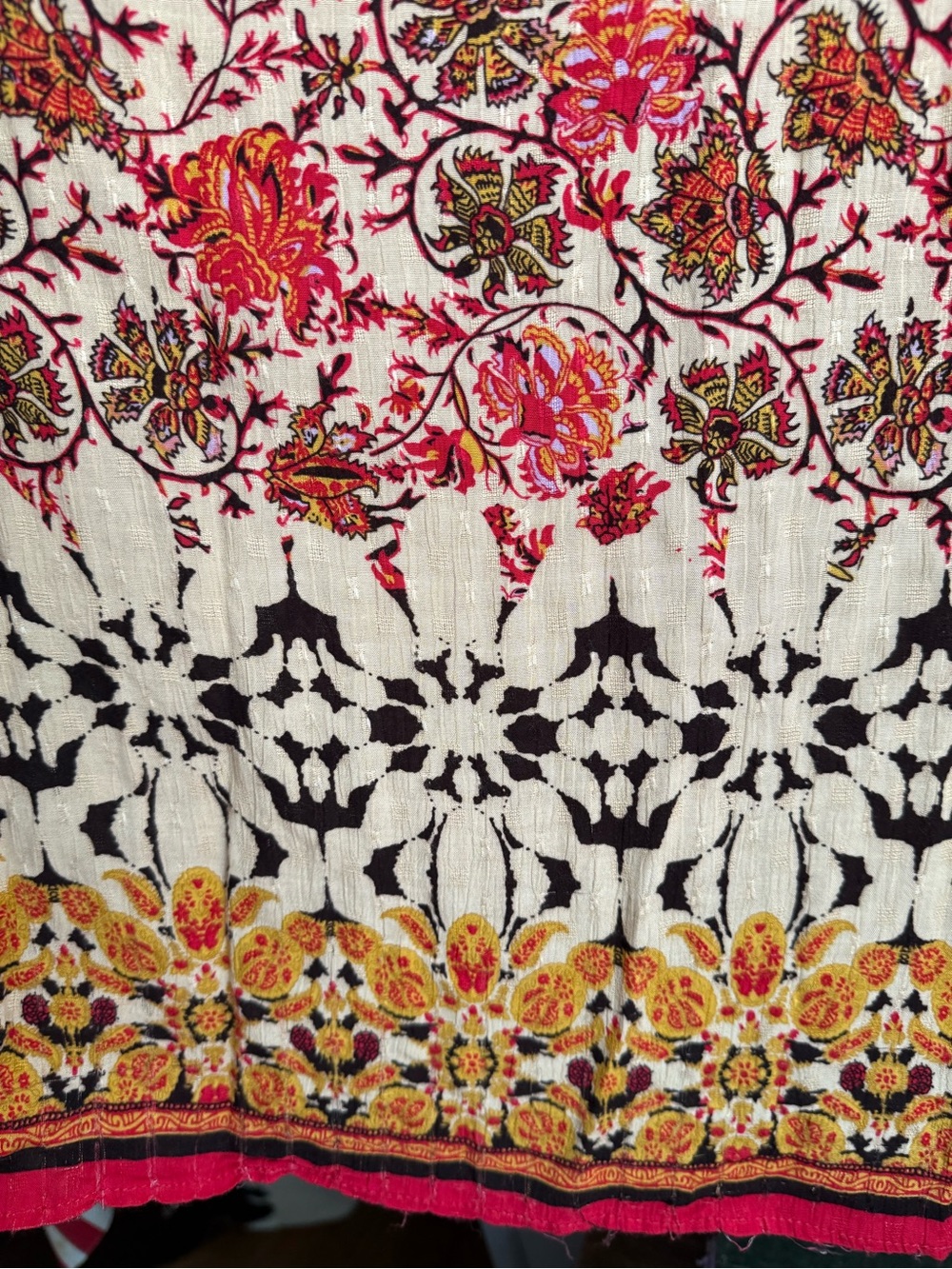 Nicole Miller Red and Cream Floral Maxi Skirt - Picture 5 of 7
